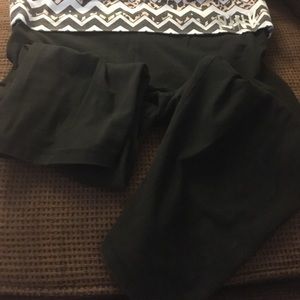 Pink capri black yoga pants