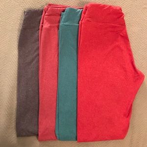Lot of 4 EUC LulaRoe Leggings OS Heathered Colors