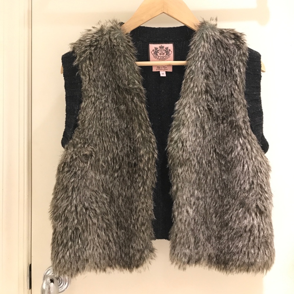 Faux Fur Vest with Knit Sweater Back