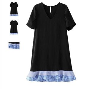 Black dress with gingham ruffles