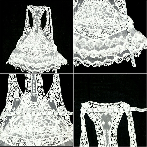 🎆WHITE LACE & MESH COVER UP OR TOP - Picture 7 of 8