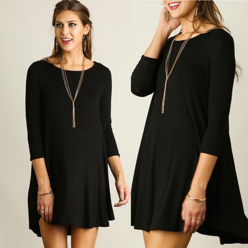 ❌SOLD OUT❌ UMGEE S Black 3/4 Sleeve T-Shirt Dress - Picture 6 of 7
