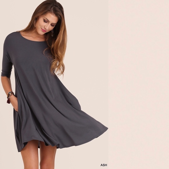 ❌SOLD OUT❌ UMGEE S Black 3/4 Sleeve T-Shirt Dress - Picture 4 of 7