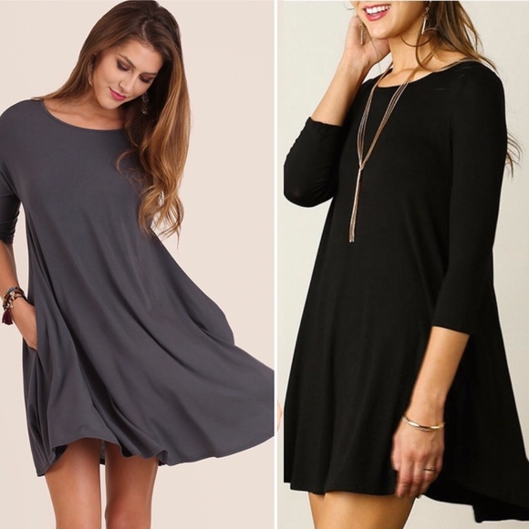 ❌SOLD OUT❌ UMGEE S Black 3/4 Sleeve T-Shirt Dress - Picture 2 of 7