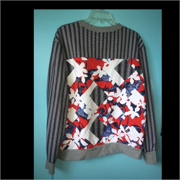 Pull Peter Pilotto For Target Imprimé Floral Abstrait Gris Et Bleu - Taille XS, Neuf