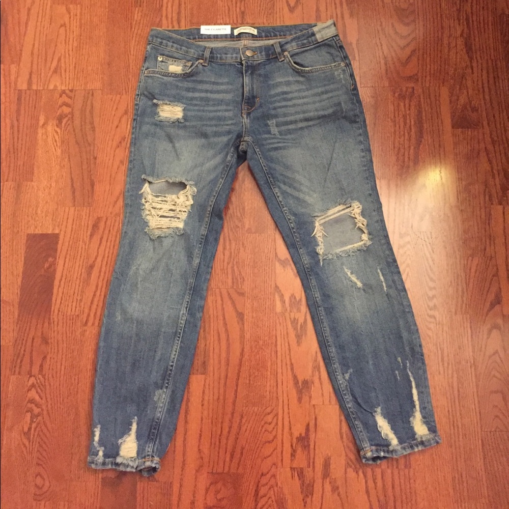 Zara Women Cigarette Distressed Jeans