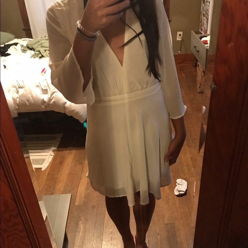 Sheer Cream 3/4 Sleeve Cocktail Dress- Worn Once!