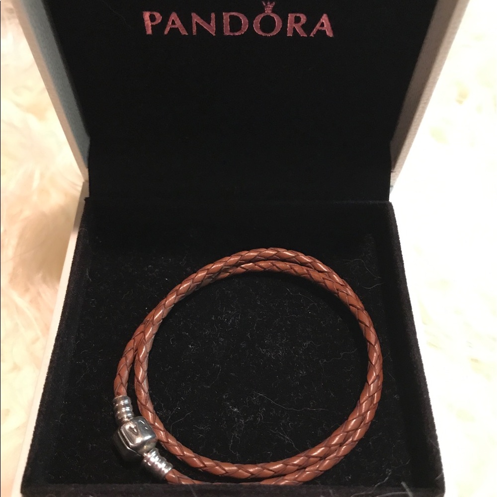 Leather Pandora charm bracelet