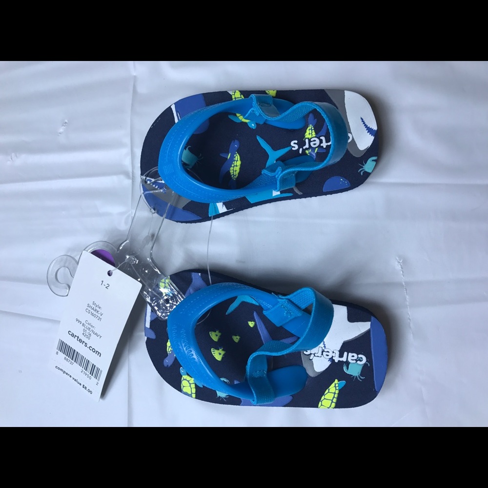 NWT Carter's Baby Boys Size 1-2 flip flops!!!