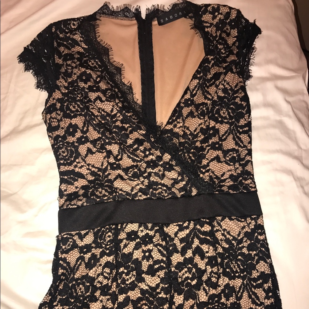 Great condition Black and Tan lace romper!