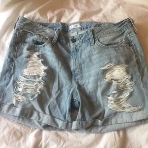 Light Wash Ripped Denim Shorts