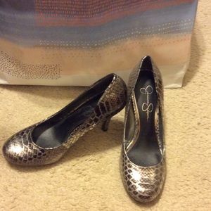 Faux snakeskin mid sized Jessica Simpson heels.