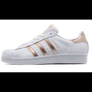 Rose Gold Adidas Superstar Sneakers
