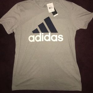 Adidas climalite t shirt, grey navy blue and white