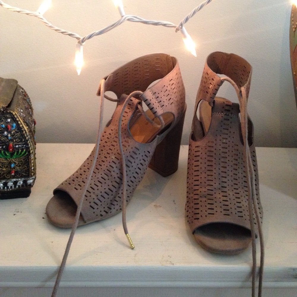 Suede open toed Heels