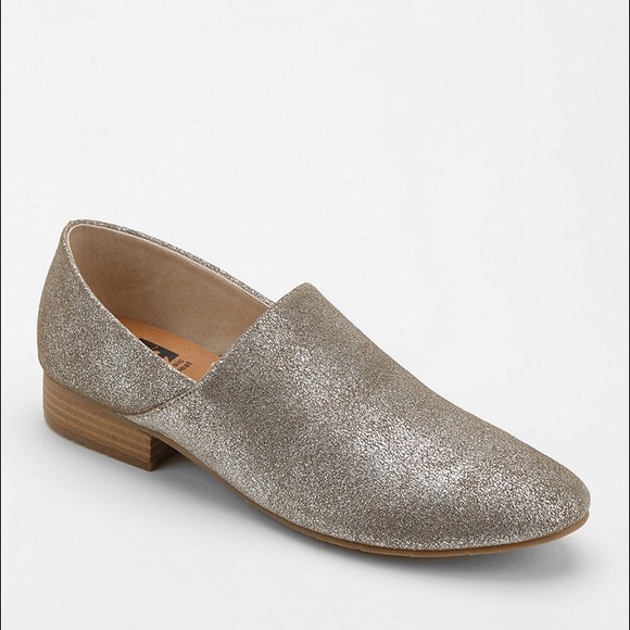 Metallic Silver Boyfriend Oxford Flats - Picture 6 of 8