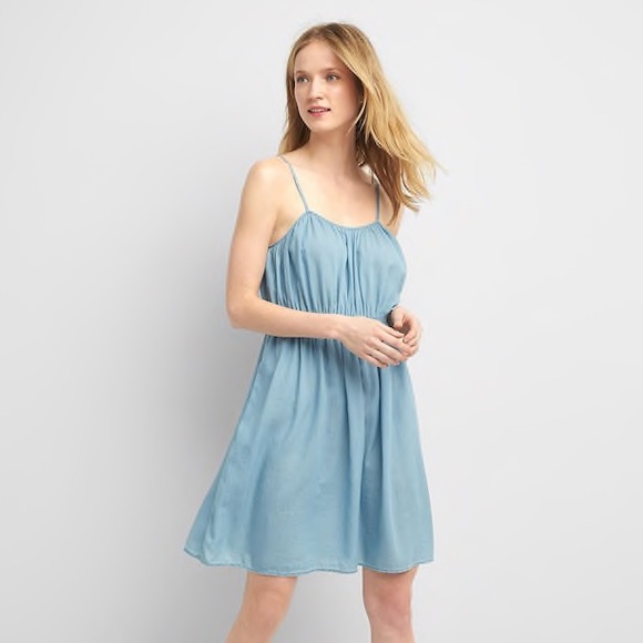 NWT Gap Denim Shirred Tank Dress - Picture 3 of 4