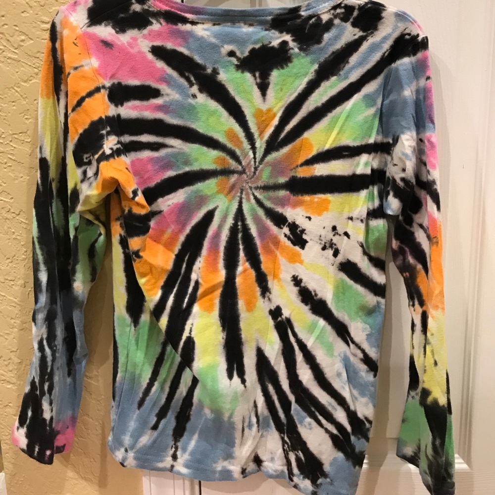 Girls Tie Dye Rhinestone Peace Sign Longsleeve Tee - Picture 4 of 4