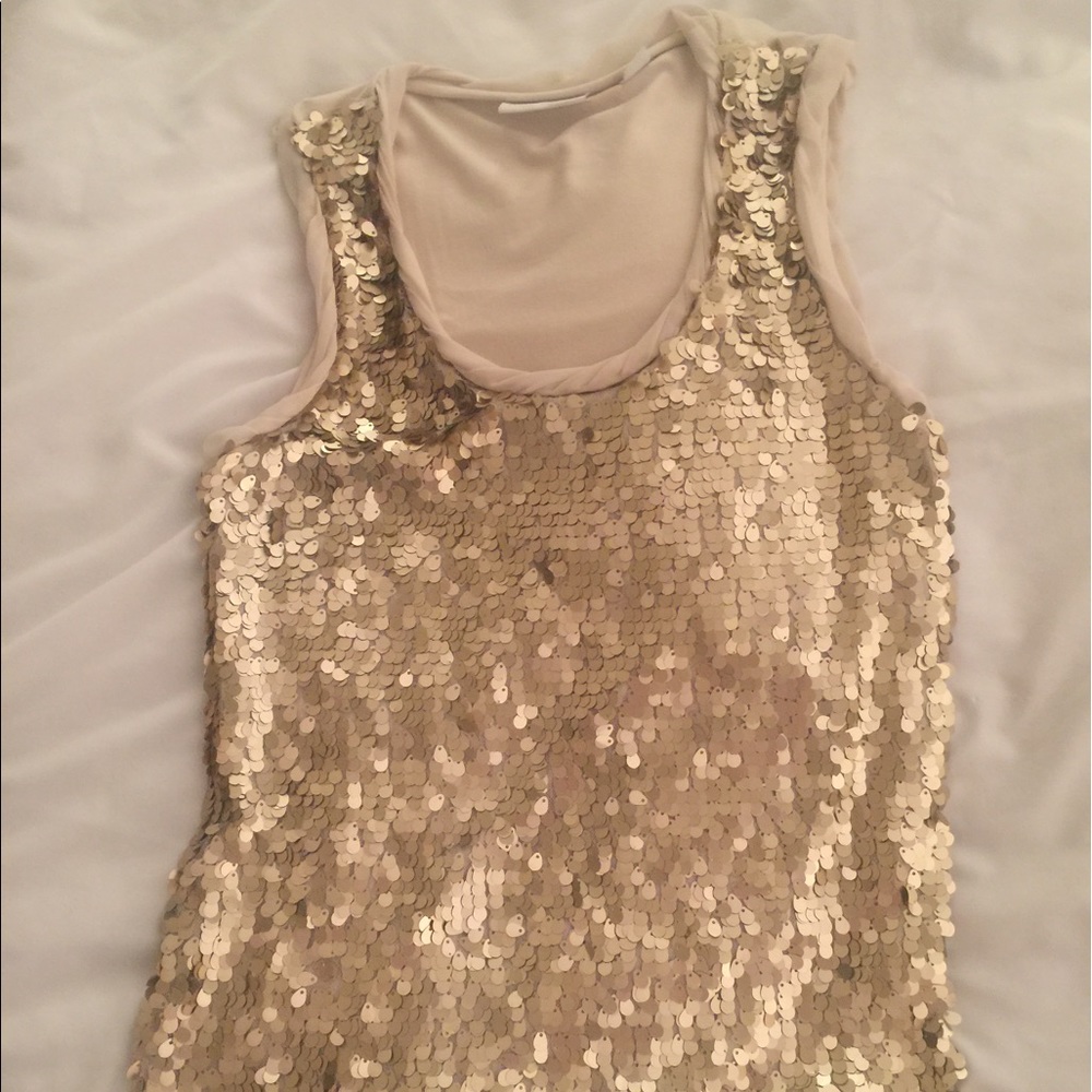 Gold sequin tank top size Small