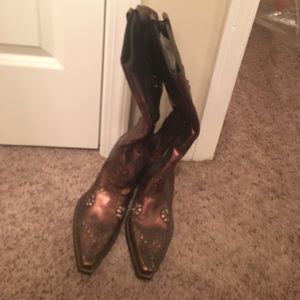 BCBG Bronze Cowboy Boots