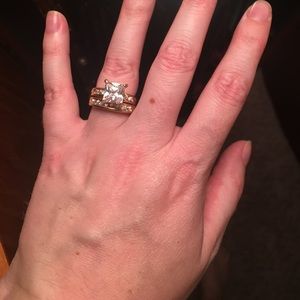 CZ Wedding Set Engagement ring and Wedding Band