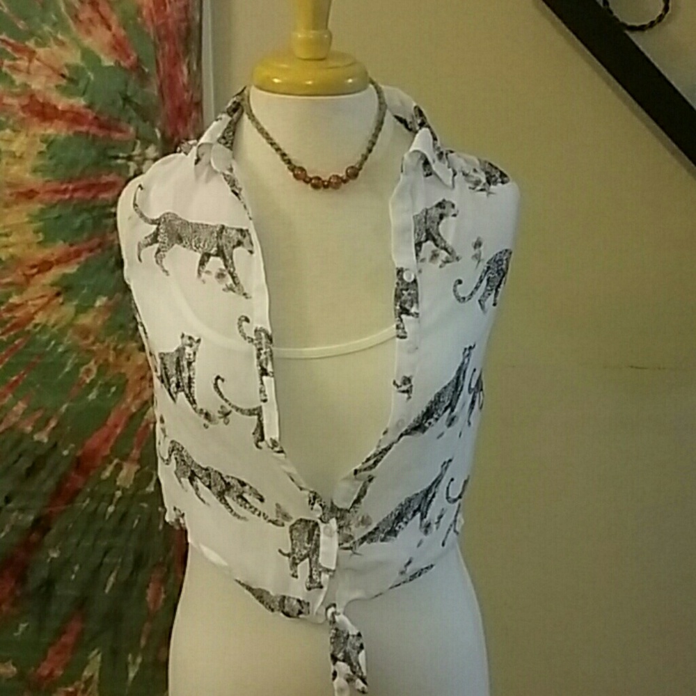 Pretty Little Liars crop tank with wildlife print.