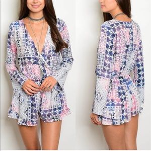 Blue, purple & pink romper! NWT Sizes S L