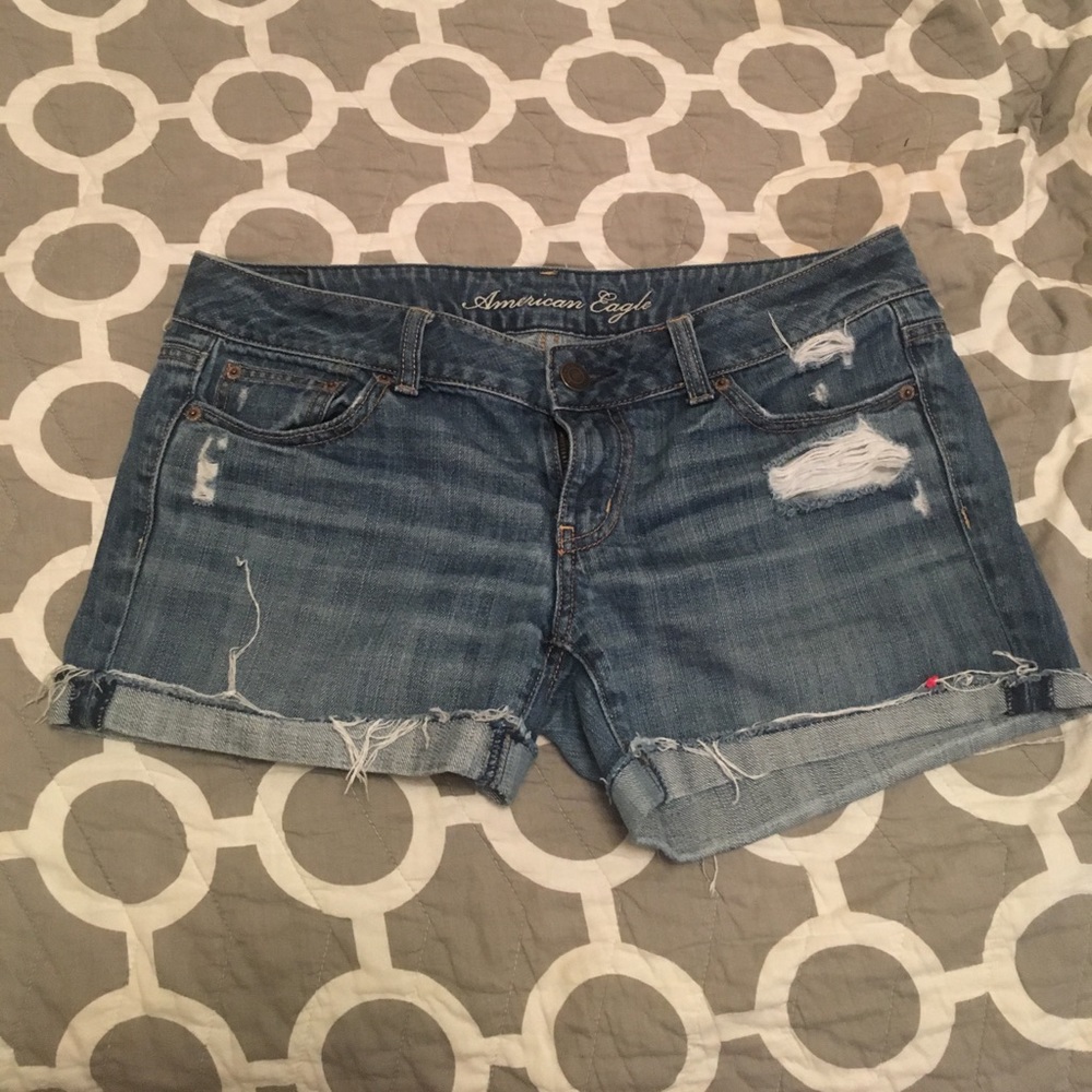 Destroyed denim shorts