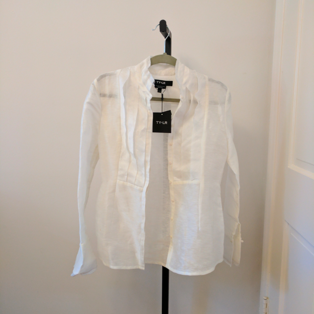 NWT TY-LR brand sheer tuxedo style blouse