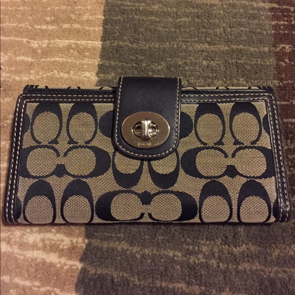 Black and grey coach wallet