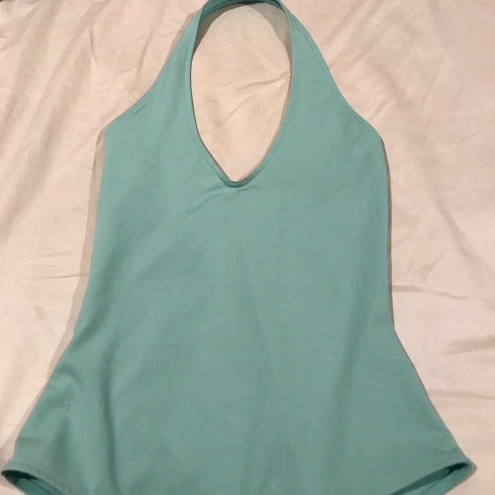 Blue open back body suit!