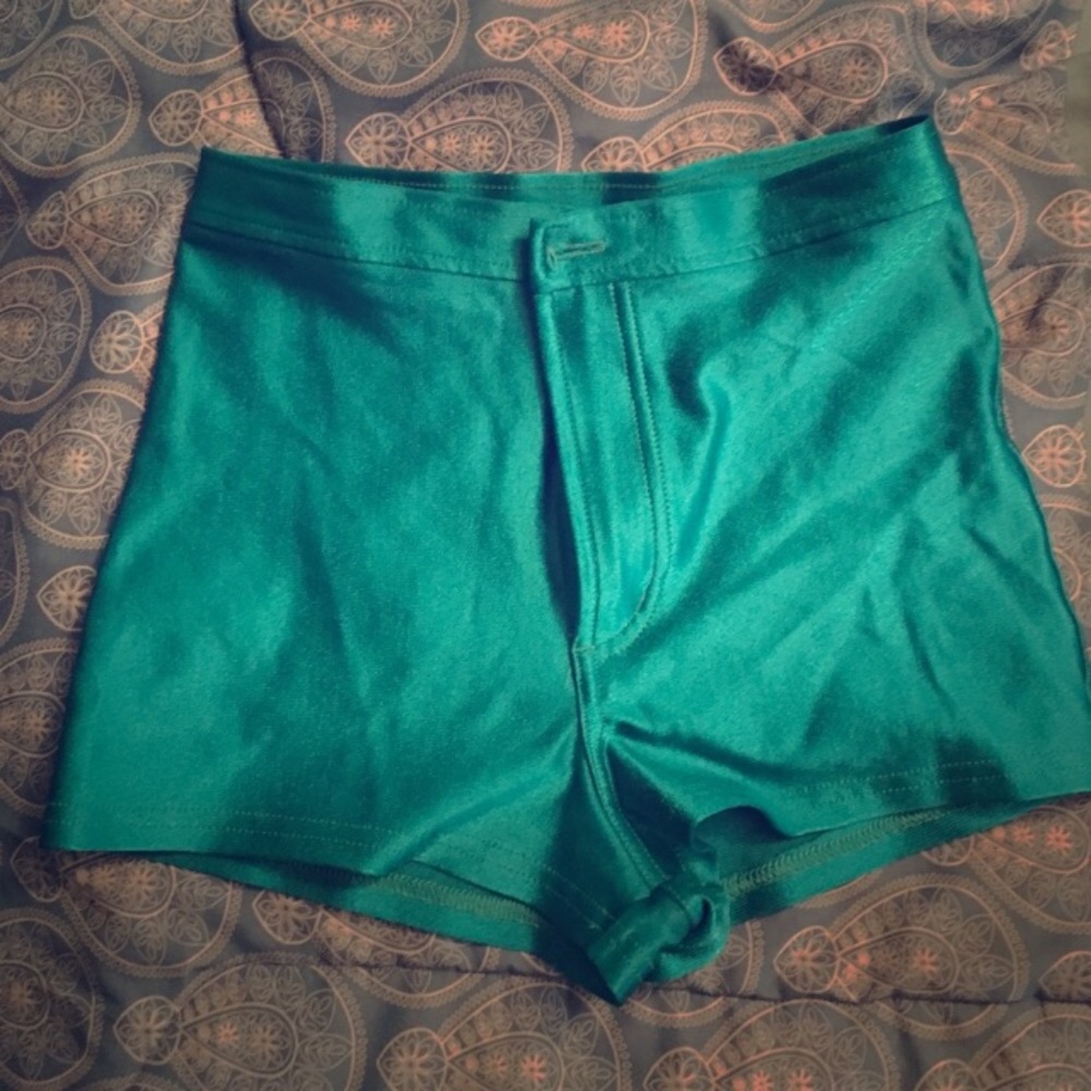 Emerald green American Apparel disco shorts