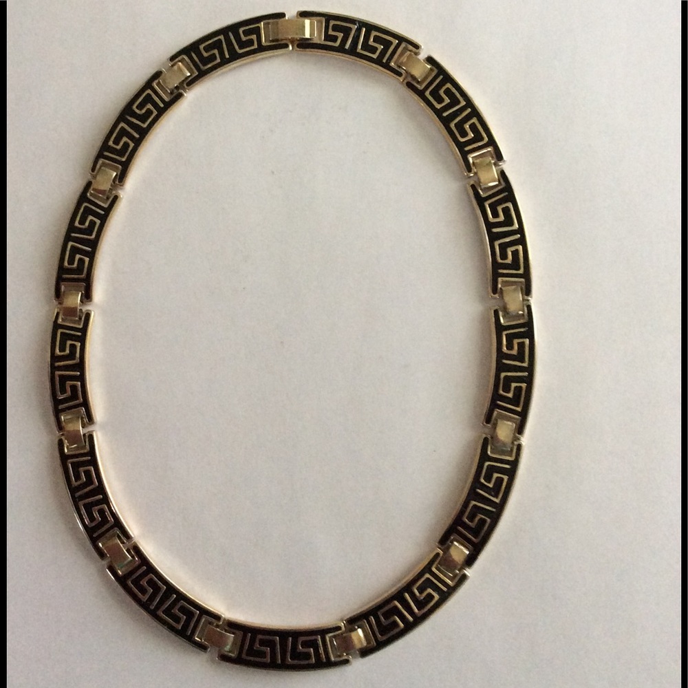 VINTAGE BLACK & GOLD EGYPTIAN GEOMETRIC NECKLACE
