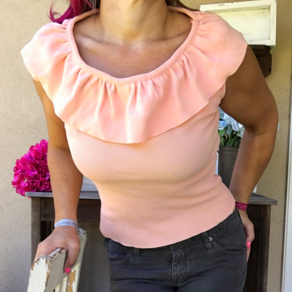 VINTAGE Ruffle Knit Sleeveless Top