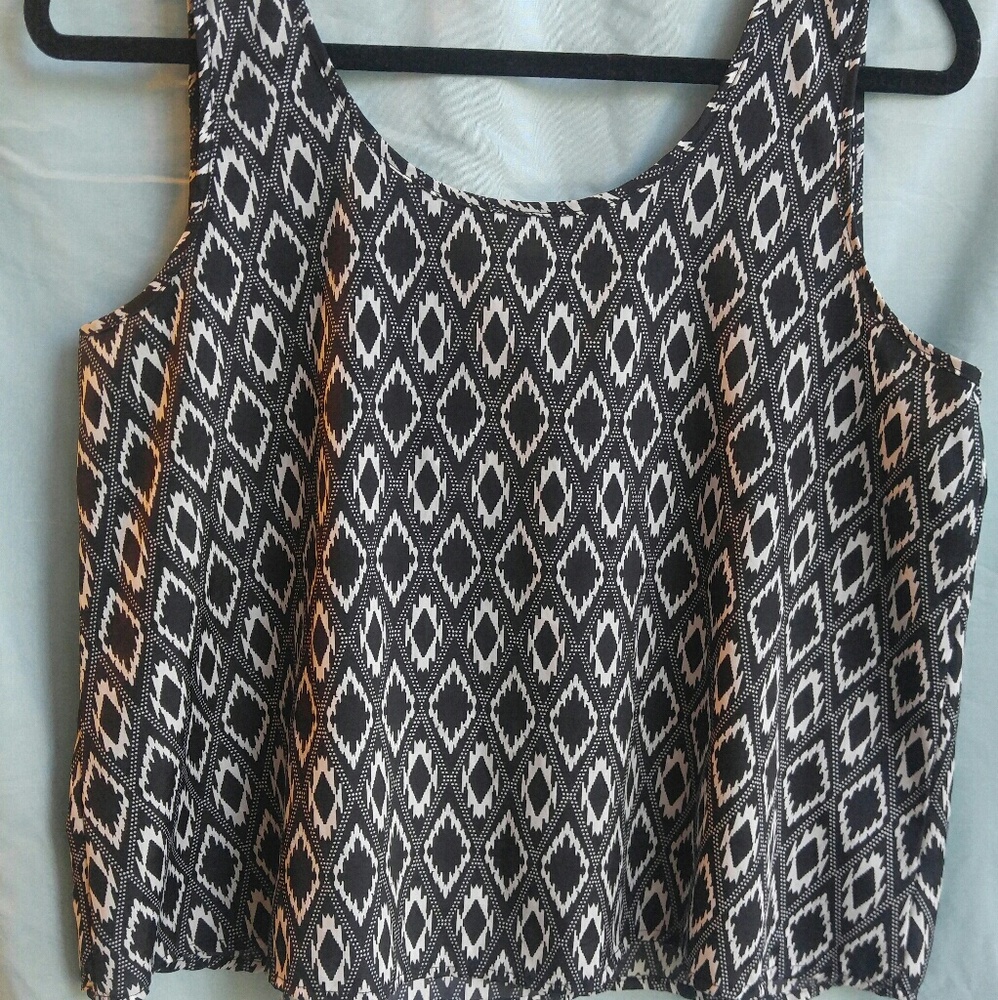 Black and white crop tank