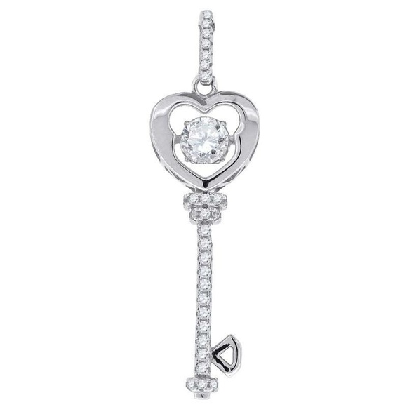 Heart Key Necklace with Moving Stone - Lexi Nicole - Picture 1 of 1