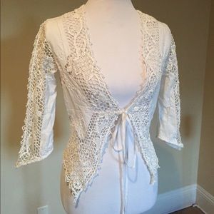 Linen and cotton crochet blouse S