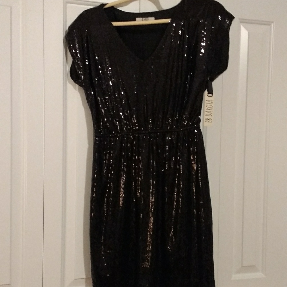 Black sequin cocktail dress