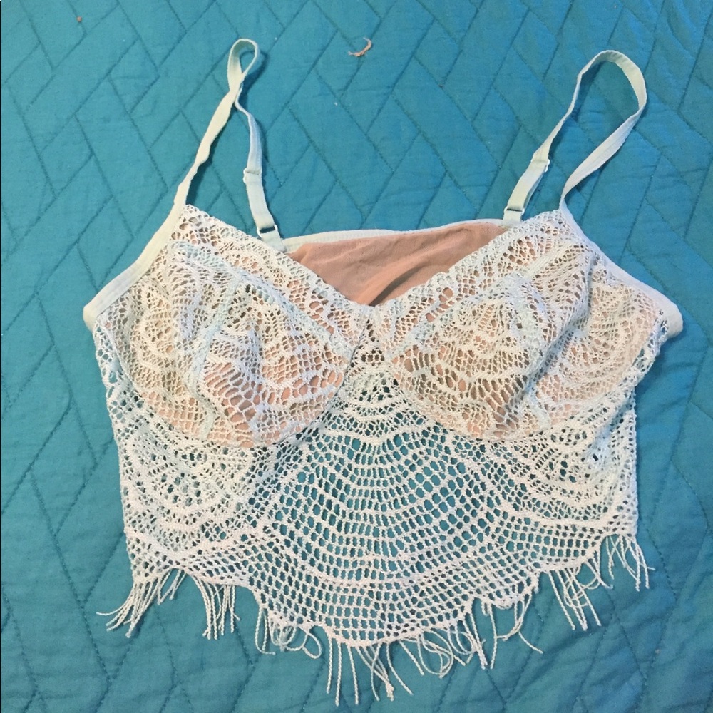 Mint green eyelet bra