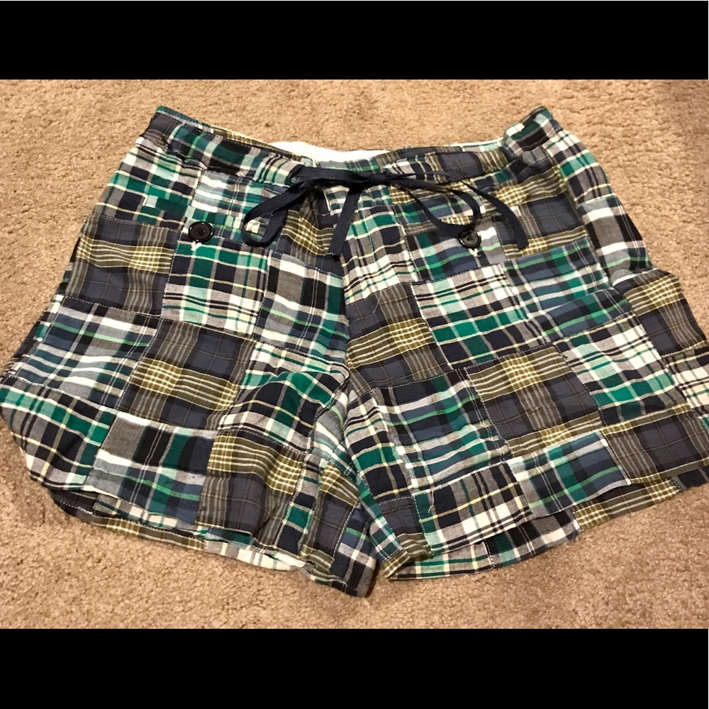 Teal/navy plaid shorts