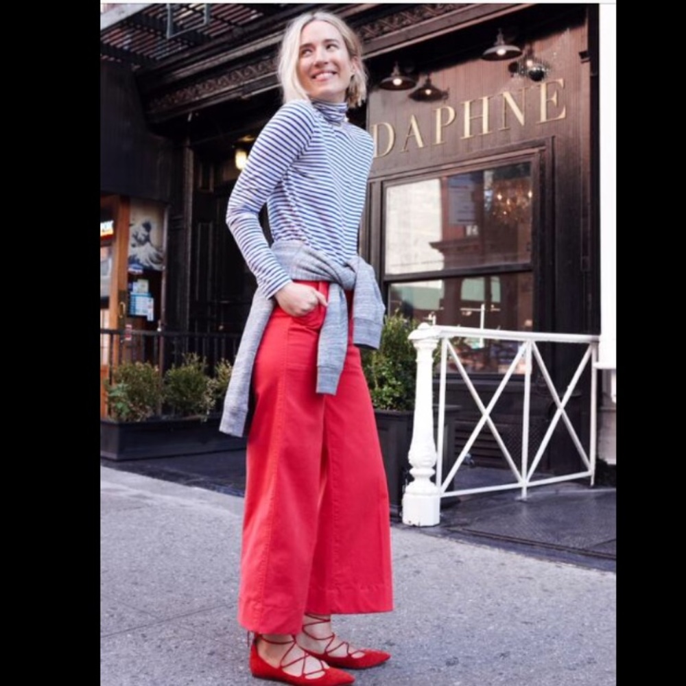 NWT: J. Crew wide-led cropped red chino pant