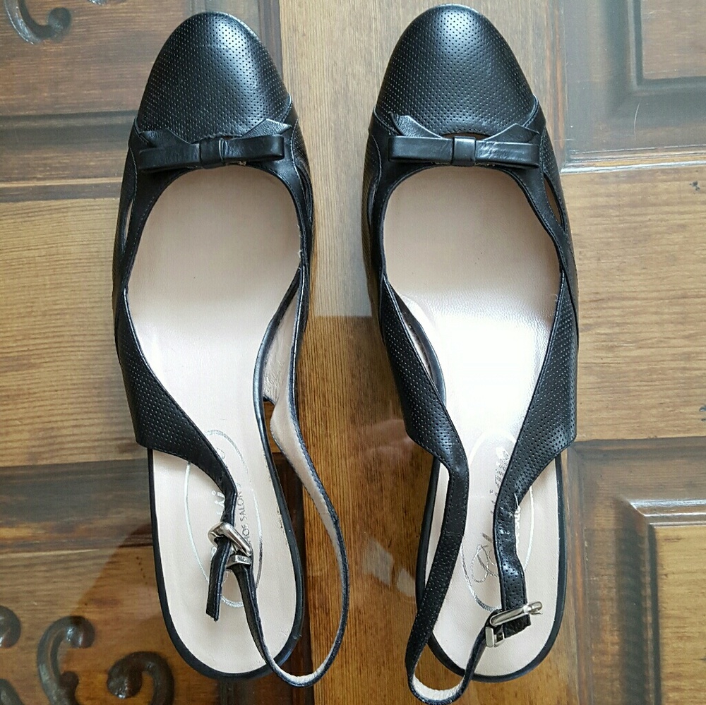 Italian leather slingback kitten heels