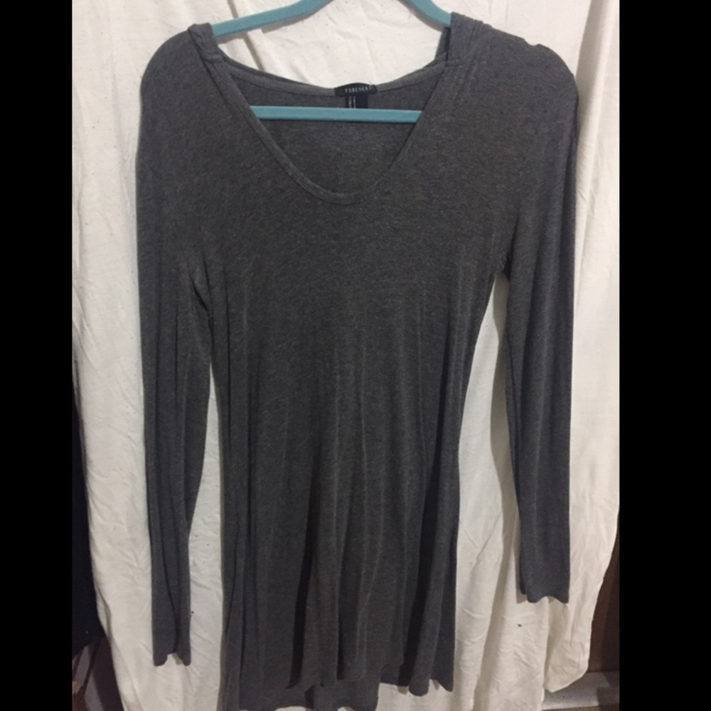 Hoodie gray long sleeve dress