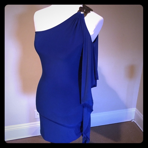 Forever XXI one shoulder blue dress M - Picture 1 of 3