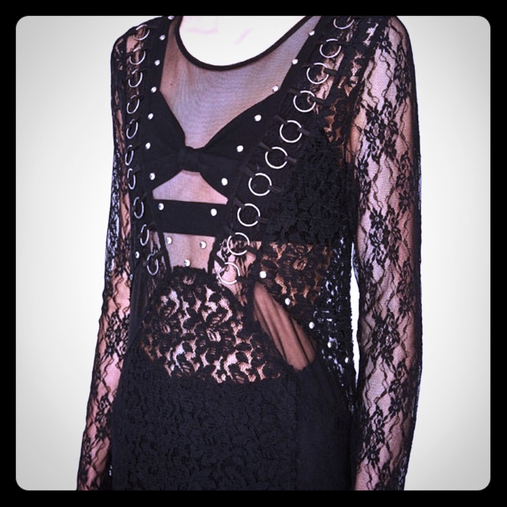 Zara sheer metal details maxi dress 2017 - Picture 2 of 8