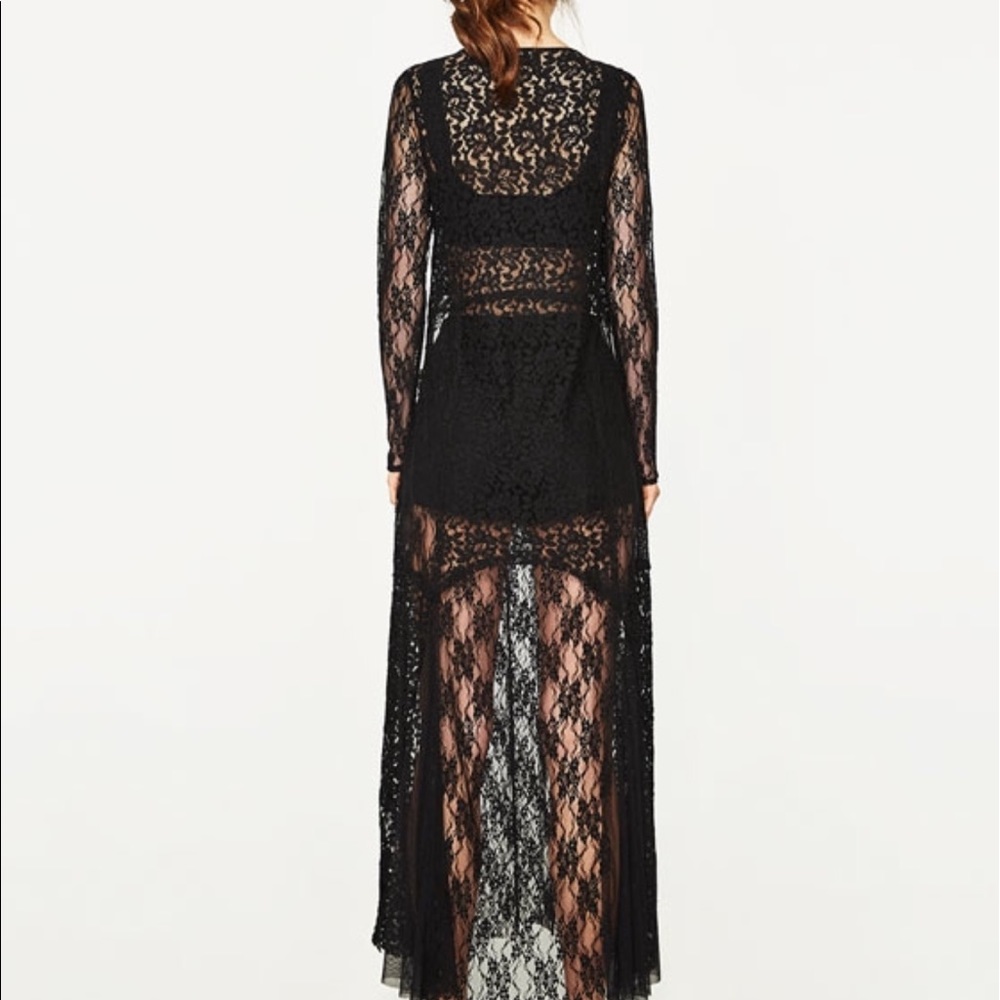 Zara sheer metal details maxi dress 2017 - Picture 4 of 8