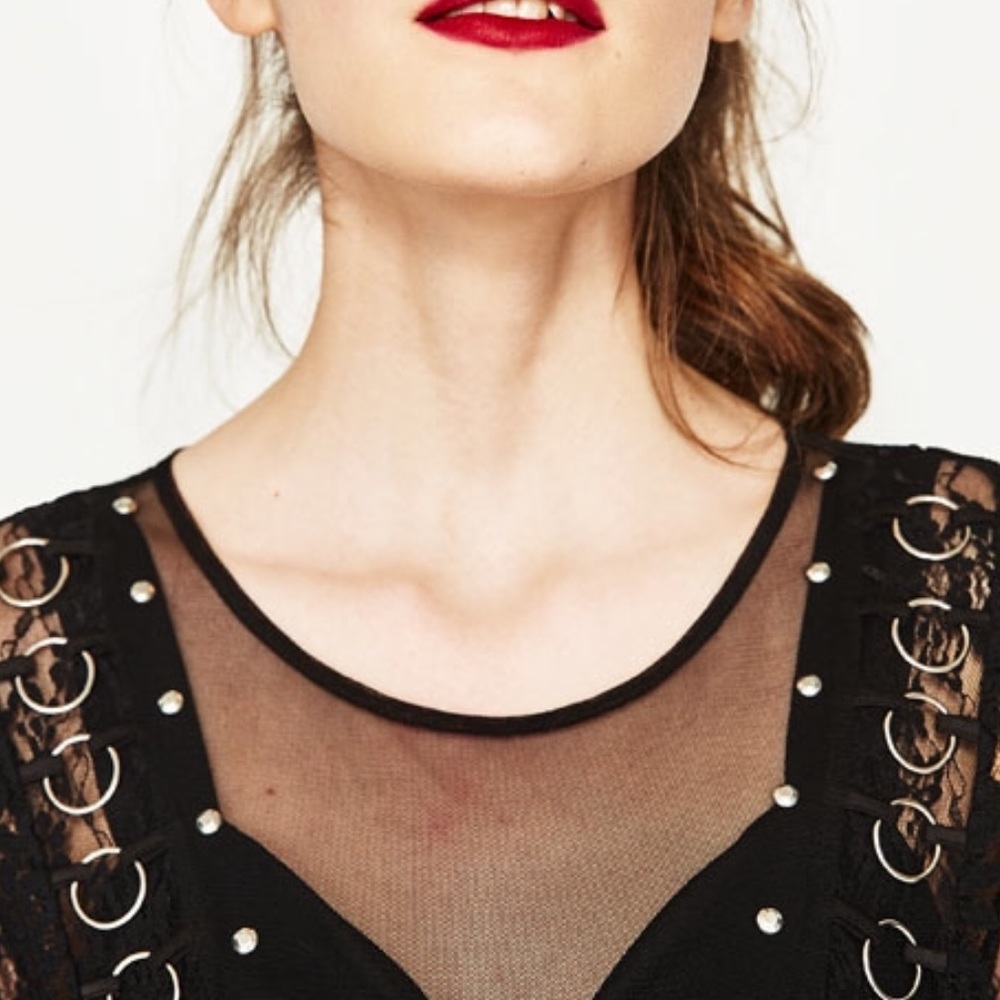 Zara sheer metal details maxi dress 2017 - Picture 7 of 8
