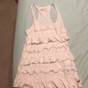 White ruffle flow tank