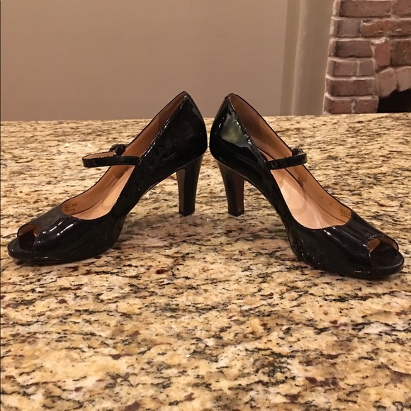 Cole Haan Nike Air Blk Patent Peep Toe Mary Janes - Picture 2 of 8