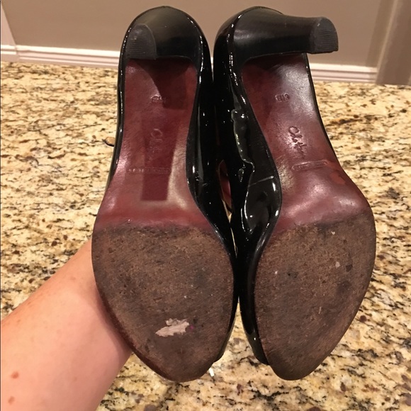 Cole Haan Nike Air Blk Patent Peep Toe Mary Janes - Picture 6 of 8